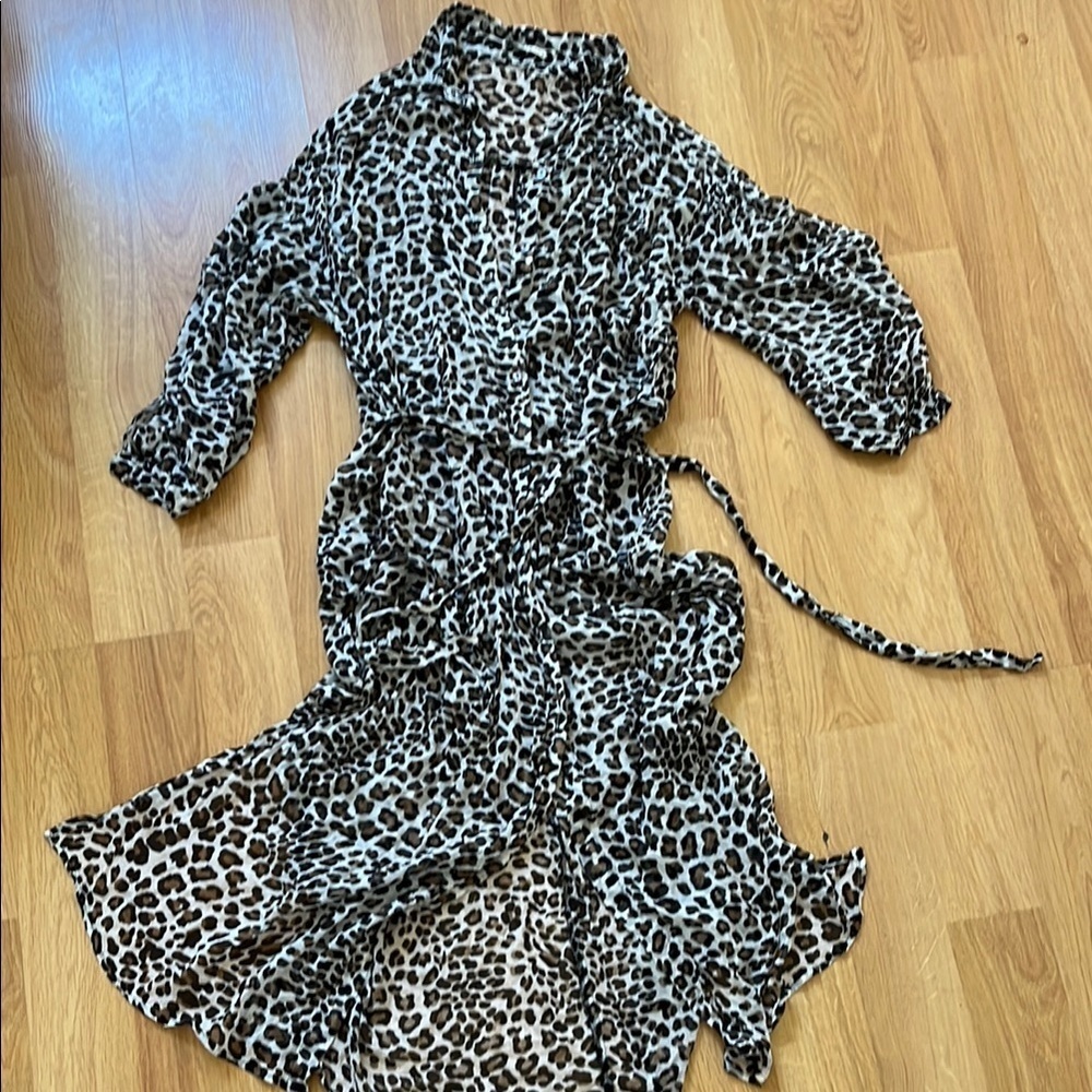 Vitamin a cheetah animal leopard long cover up long dress button